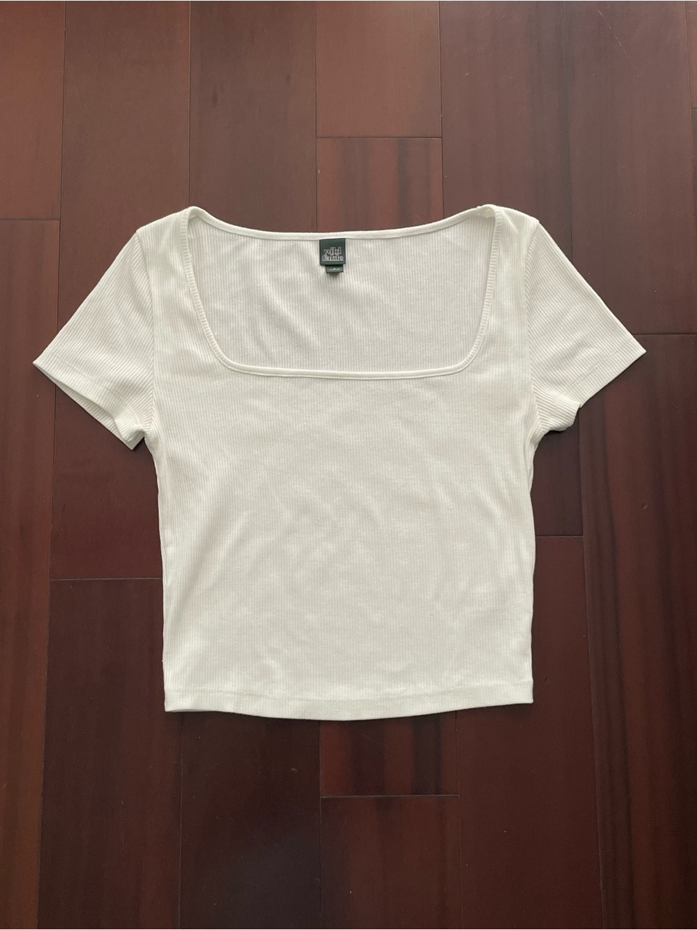 Wild Fable White Ribbed Square-Neck Crop Tee